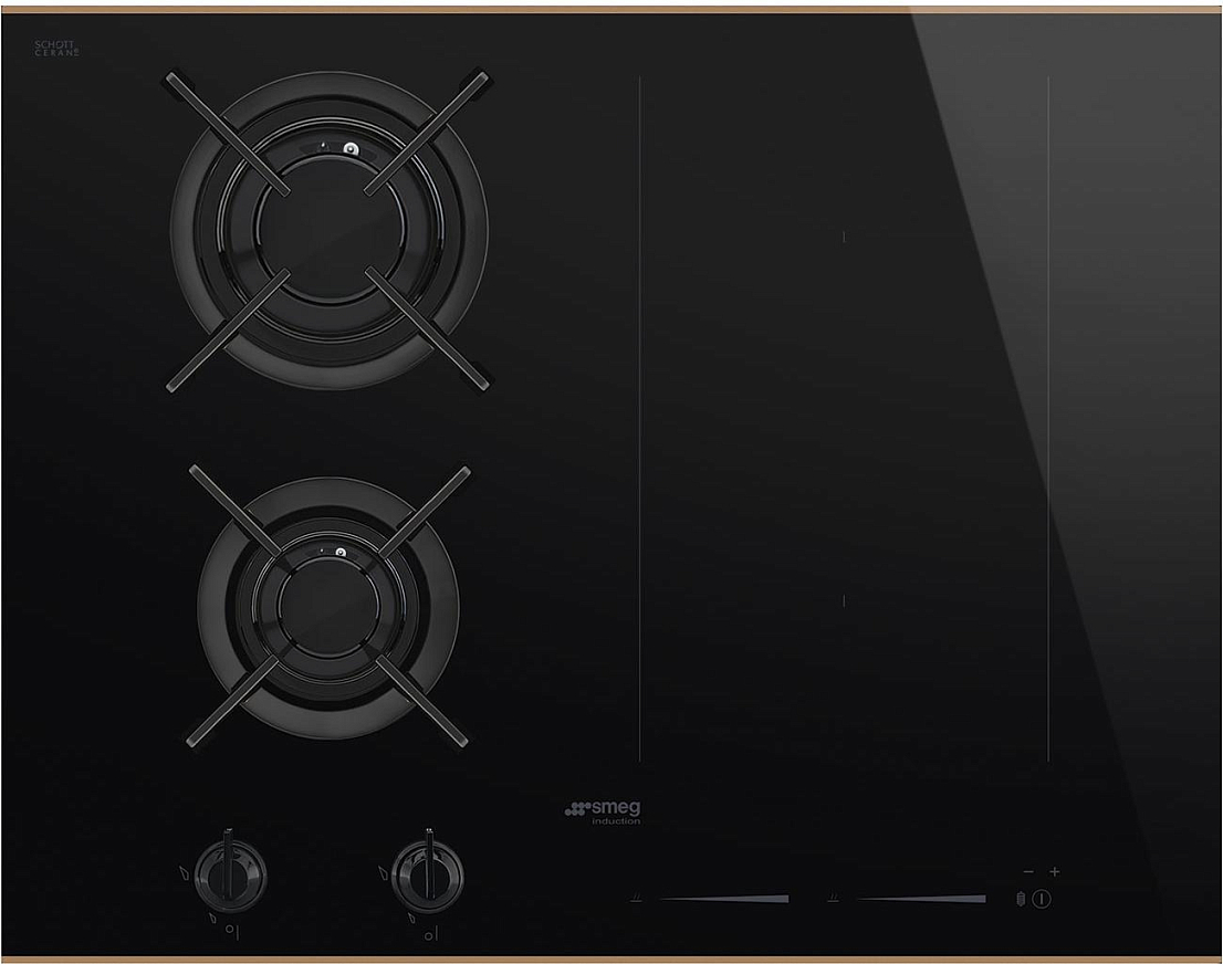 SMEG PM6643R Комбинированная варочная панель газ + индукция, 65 см, прямой край