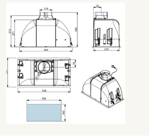 Вытяжка Falmec BUILT-IN BURANO 50 INOX ( встраиваемая, сталь)